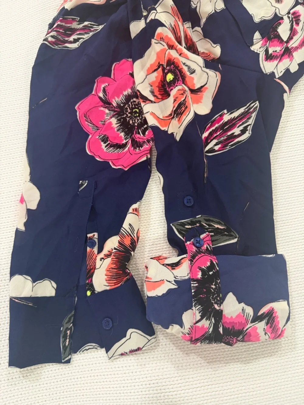 NWT Express Button-Down Shirt with Pink, White, and Orange Floral Print - Picture 8 of 8